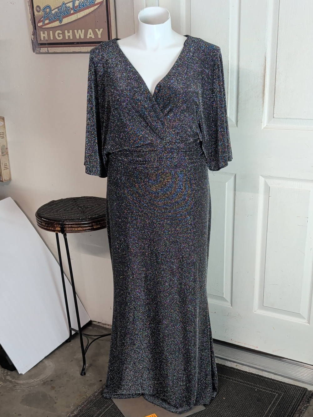 Betsy & Adam Metallic Evening Gown Dress Women 16 W